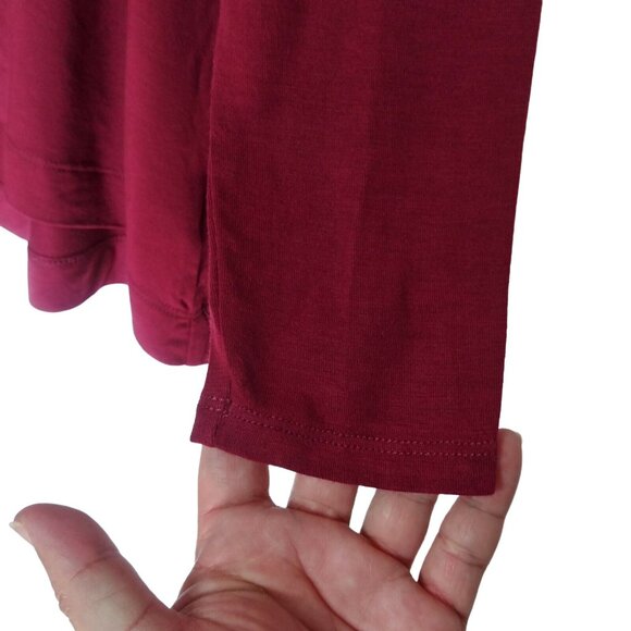 Old Navy Blouse Womens Extra Small Burgundy Tunic Long Sleeve Crew Neck Relaxed - Picture 9 of 10